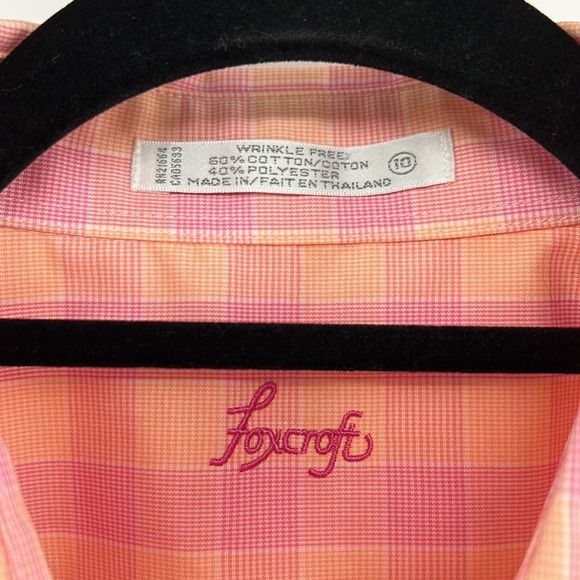 Foxcroft Plaid Wrinkle Free Button Down Shirt - Pink/Orange - 10 - Picture 3 of 7